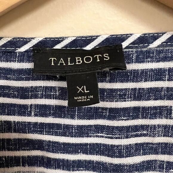 - Talbots blue/white striped linen embroidered top Sz XL - Picture 9 of 9